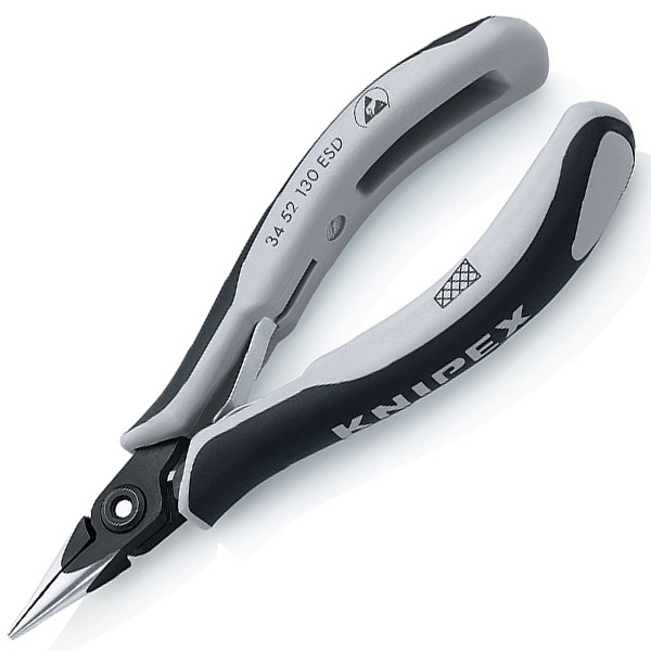 Прецизионные плоскогубцы захватные ESD Knipex для электроники антистатические вороненые 130мм