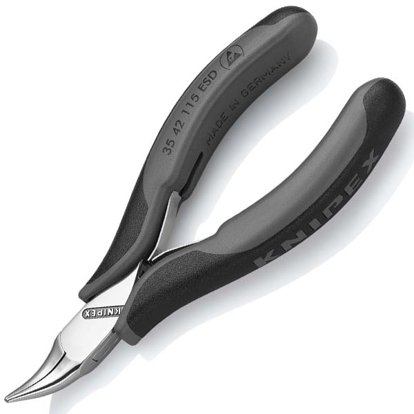 Плоскогубцы захватные ESD Knipex изогнутые губки 45° для электроники антистатические 115мм