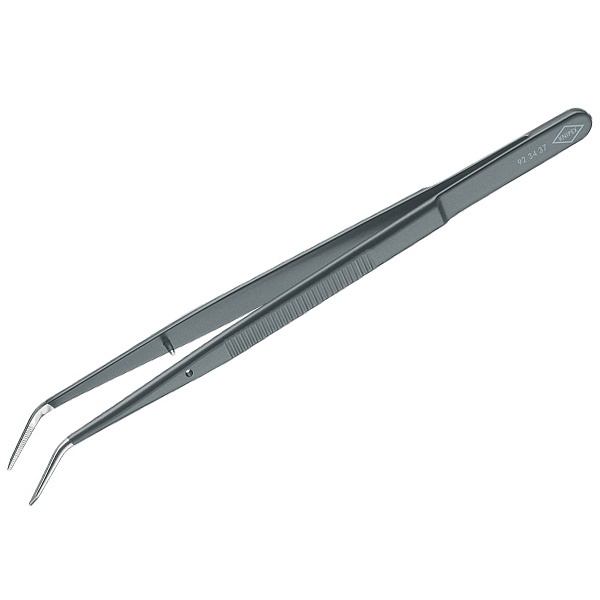 Пинцет Knipex захватный прецизионный пружинная сталь тонкие зазубренные губки под 45° черный 155мм