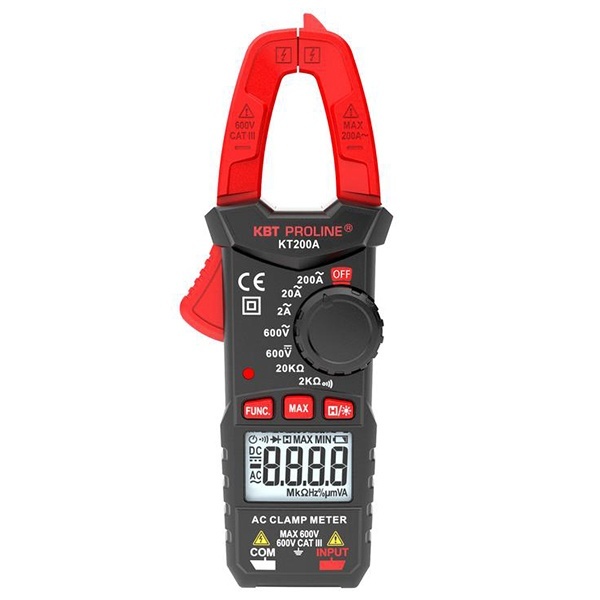 Токовые клещи цифровые КТ 200А Proline бесконтактные с автоматическим выбором пределов измерений