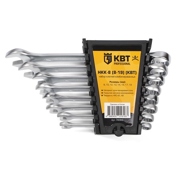 Набор гаечных комбинированных ключей КВТ НКК-8 (8-19)
