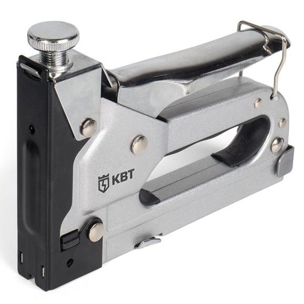 Степлер строительный КВТ СТС-3 Профи с пружинным ударным механизмом и скобами в комплекте