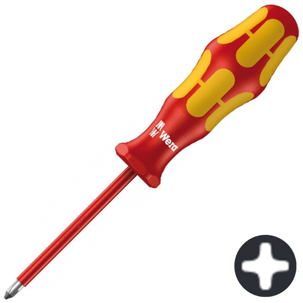 Изолированная крестовая отвертка Wera PH1 x 150mm Kraftform 162 i PH VDE 1000V