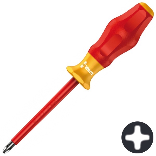 Изолированная крестовая отвертка Wera PH2 x 200mm Kraftform Comfort 1162 i PH VDE 1000V