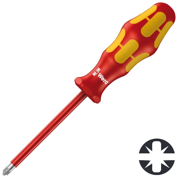 Изолированная отвертка Wera крест-шлиц PlusMinus PZ/S1 x 80mm Kraftform 165 i PZ/S VDE 1000V