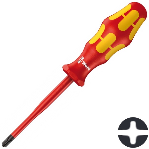 Изолированная отвертка Wera крест-шлиц PlusMinus PH/S1 x 80mm зауженная 162 iS PH/S VDE 1000V