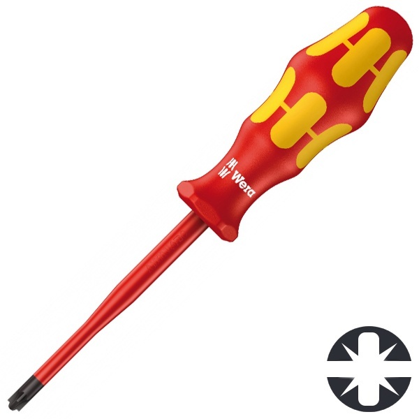 Изолированная отвертка Wera крест-шлиц PlusMinus PZ/S1 x 80mm зауженная 165 iS PZ/S VDE 1000V