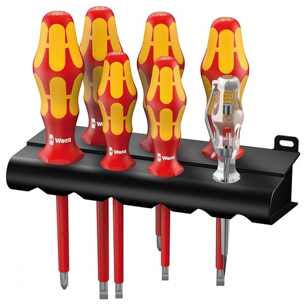 Набор диэлектрических отверток Wera 7 штук Kraftform Plus Серия 100 VDE 160 i/7 Rack 1000V