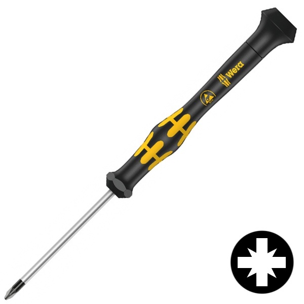 Отвертка крестовая Wera PZ 0 x 60 mm антистатическая ESD для электроники Kraftform Micro 1555 PZ