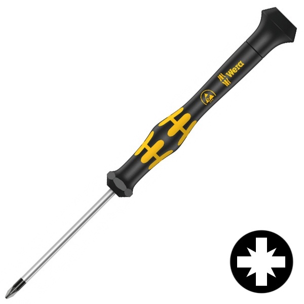 Отвертка крестовая Wera PZ 1 x 80 mm антистатическая ESD для электроники Kraftform Micro 1555 PZ