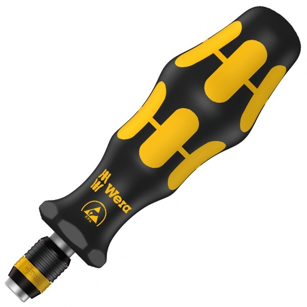 Отвертка ручка-держатель Wera антистатическая ESD без магнита для бит 1/4 дюйма Kraftform 816 R