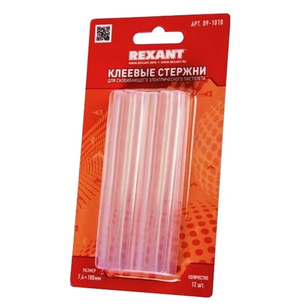 Клеевые стержни Rexant 7,4мм 100мм прозрачные (упак. 12шт.)