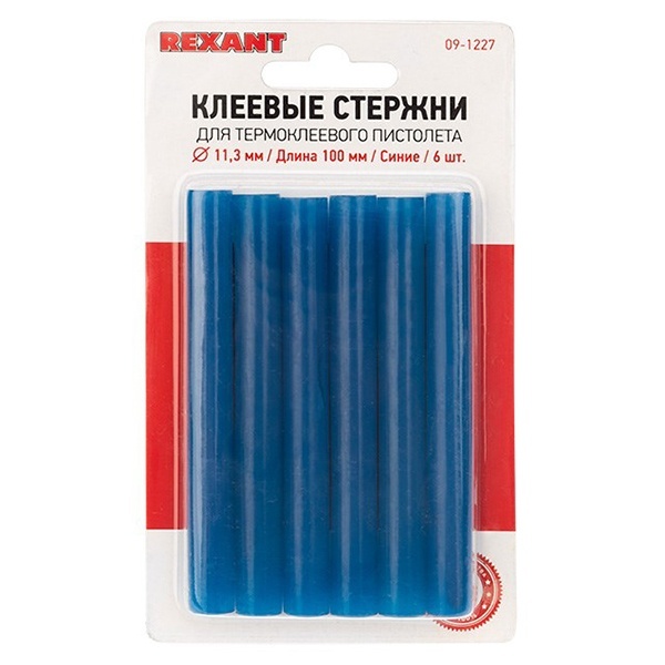 Клеевые стержни Rexant 11мм 100мм синие (упак. 6шт.)