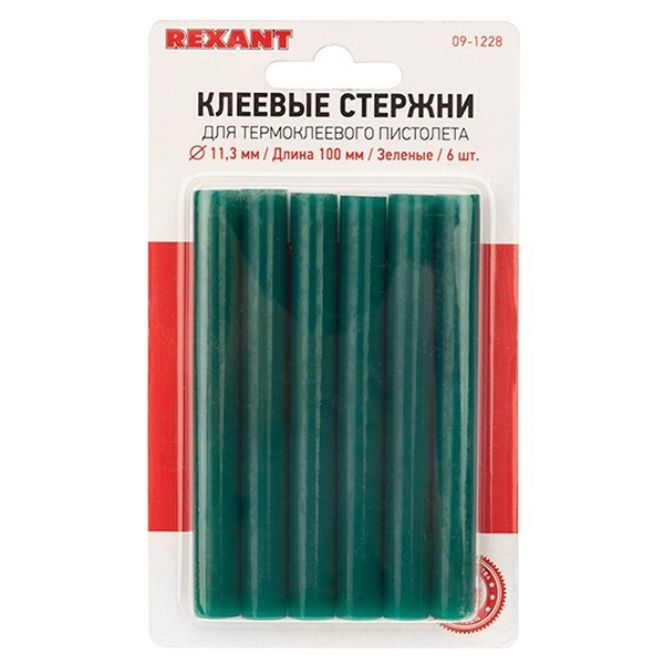 Клеевые стержни Rexant 11мм 100мм зеленые (упак. 6шт.)