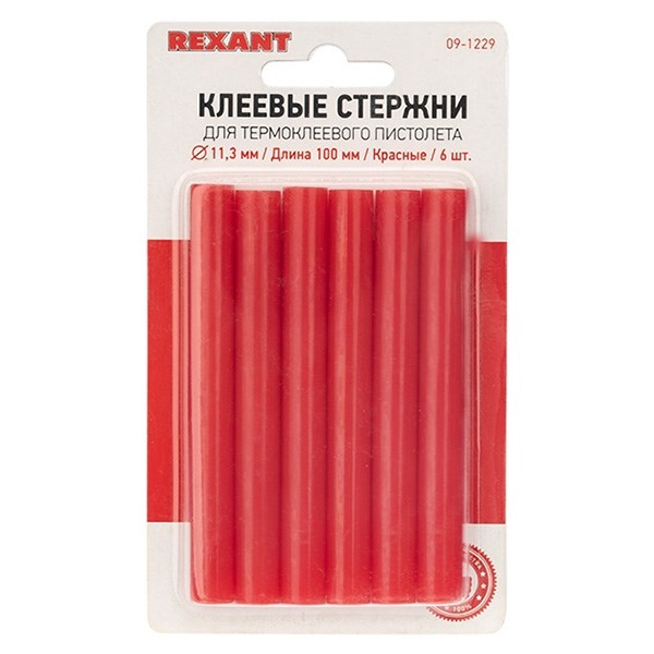 Клеевые стержни Rexant 11мм 100мм красные (упак. 6шт.)
