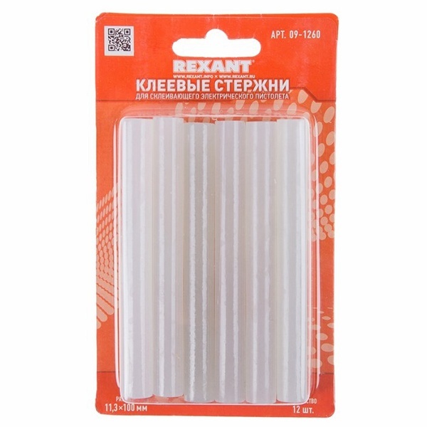 Клеевые стержни Rexant 11мм 100мм прозрачные, светящиеся (упак. 12шт.)