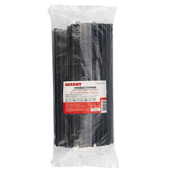 Клеевые стержни Rexant 11мм 270мм черные (упак. 1кг)