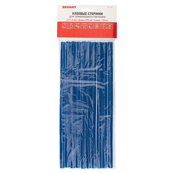 Клеевые стержни Rexant 11мм 270мм синие (упак. 10шт.)