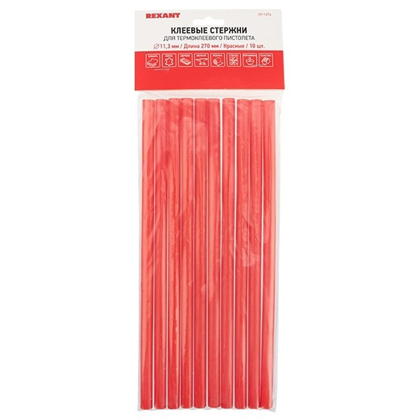 Клеевые стержни Rexant 11мм 270мм красные (упак. 10шт.)