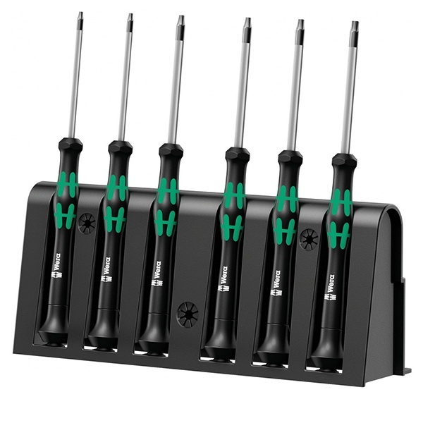 Набор из 6 отвёрток Wera для прецизионных работ, профиль Торкс с отверстием, с подставкой 2067/6