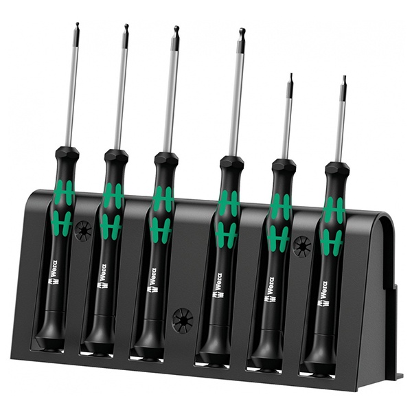 Набор из 6 отвёрток Wera для прецизионных работ, шариковый наконечник под шестигранник, подставка