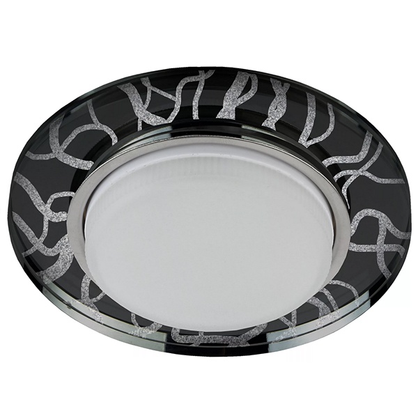 Светильник декоративный ЭРА DK80 WH/BK под лампу GX53, 220V, белый/черный хрусталь