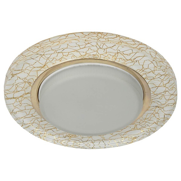 Светильник декоративный ЭРА DK80 WH/GD под лампу GX53, 220V, белый/золото хрусталь