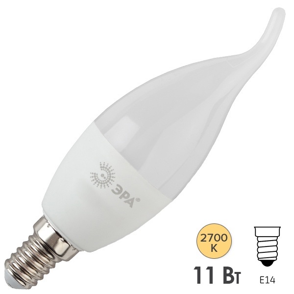 Лампа светодиодная свеча на ветру ЭРА LED BXS 11W/827 E14 теплый свет 732677