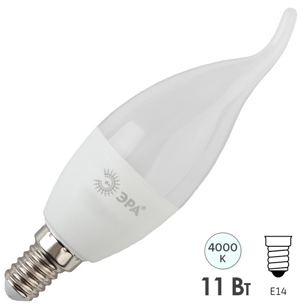 Лампа светодиодная свеча на ветру ЭРА LED BXS 11W/840 E14 белый свет 732691