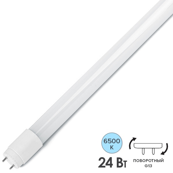 Лампа светодиодная ЭРА LED T8-24W-865-G13-1500mm поворотный цоколь холодный свет 763145