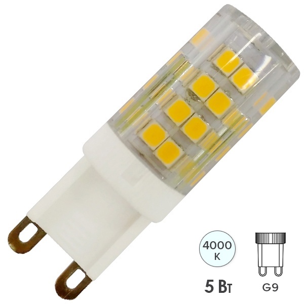 Лампа светодиодная капсула ЭРА LED JCD-5W-CER-840-G9 4000K 220V керамика холодный свет