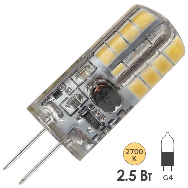 Лампа светодиодная ЭРА LED JC-2,5W-12V-827-G4 теплый свет 734091