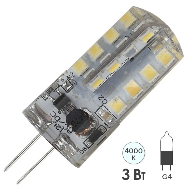 Лампа светодиодная ЭРА LED JC-3W-12V-840-G4 белый свет 734183