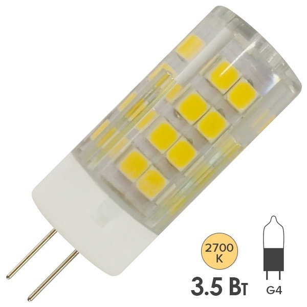 Лампа светодиодная ЭРА LED JC-3,5W-220V-CER-827-G4 керамика теплый свет