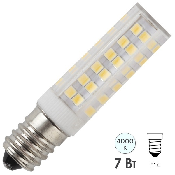 Лампа светодиодная ЭРА LED T25-7W-CORN-840-E14 белый свет 733025
