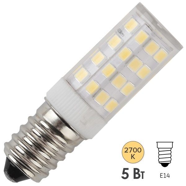 Лампа светодиодная ЭРА LED T25-5W-CORN-827-E14 теплый свет 732950