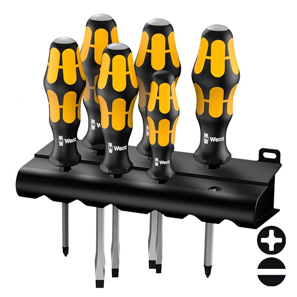 Набор ударных отверток 6 штук + подставка Wera Kraftform 932/6