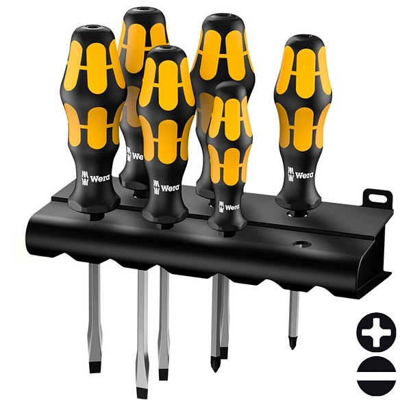 Набор ударных отверток 6 штук + подставка Wera Kraftform 932 S/6