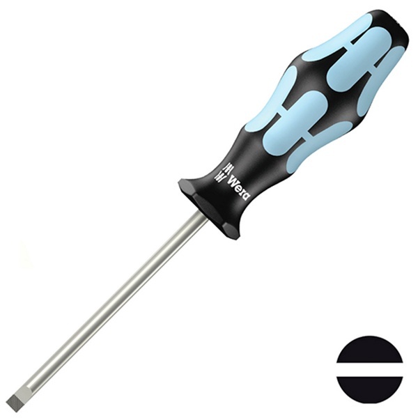 Шлицевая плоская отвертка нержавеющая сталь Wera 1.0 x 5.5 x 125mm Kraftform Edelstahl 3335