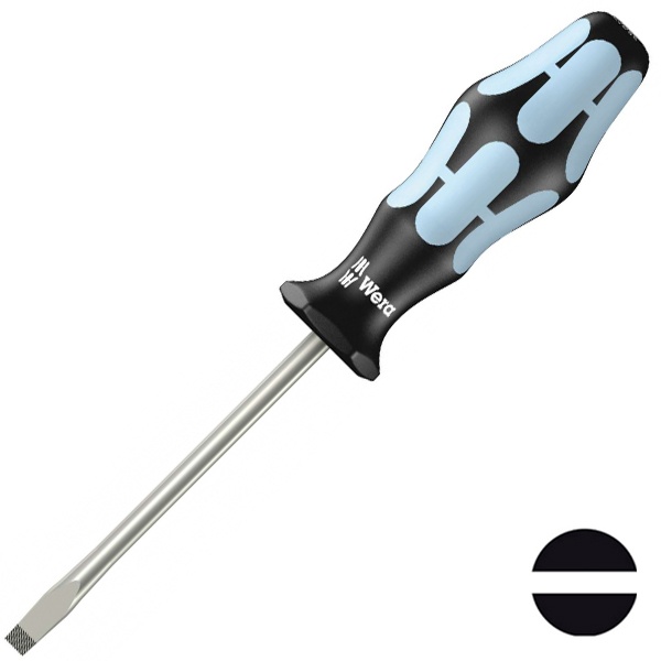 Шлицевая плоская отвертка нержавеющая сталь Wera 1.2 x 6.5 x 150mm Kraftform Edelstahl 3334