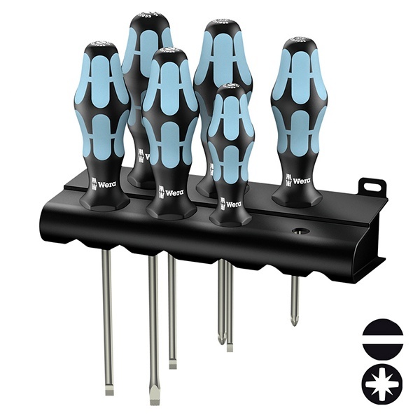 Набор отверток из нержавеющей стали 6 штук + подставка Wera Kraftform Edelstahl 3334/3355/6
