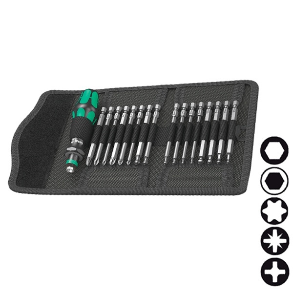 Ручка-держатель с быстрозажимным патроном, набор насадок 17 предметов Kraftform Kompakt 60 KK