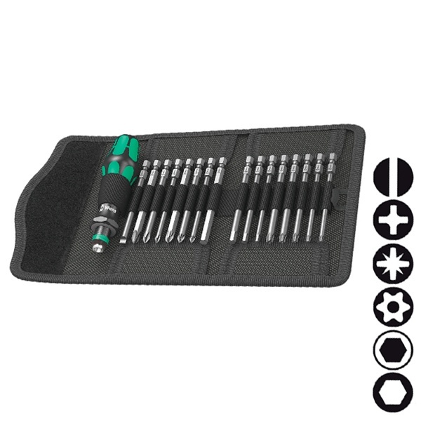 Ручка-держатель Wera с быстрозажимным патроном Kraftform Kompakt 60, набор насадок 17 предметов