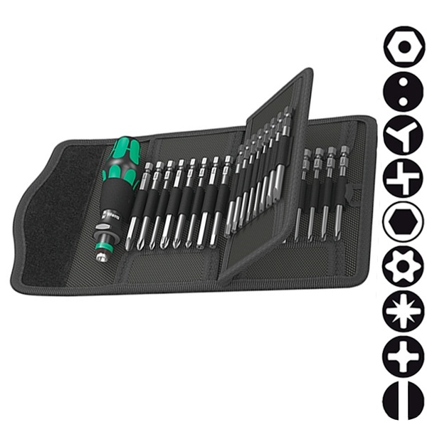 Ручка-держатель Wera с быстрозажимным патроном, набор насадок 33 предмета Kraftform Kompakt 62