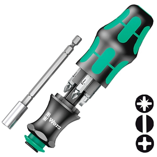 Ручка-держатель Wera с быстрозажимным патроном, набор насадок 7 предметов Kraftform Kompakt 28 SB
