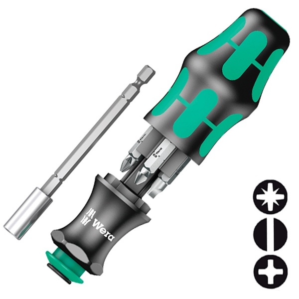 Ручка-держатель Wera набор сменных насадок, Kraftform Kompakt 28 с сумкой, 7 предметов
