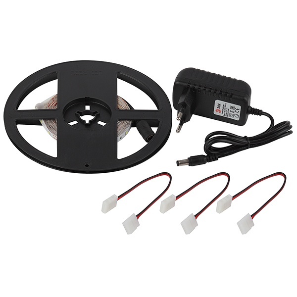 Светодиодная лента ЭРА 2835kit-4,8-60-12-IP20-2700-5m 4,8W/m 2700K 12V с драйвером и коннекторами
