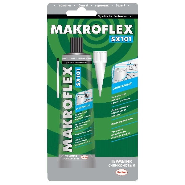 Герметик Makroflex SX101 санитарный силиконовый белый 85мл 1893984 / 4600611218632
