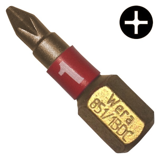 Бита Wera крестовая PH1 x 25mm 851/1 BDC