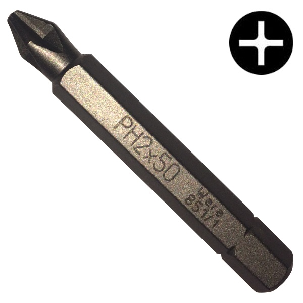 Бита Wera крестовая PH2 x 50mm 851/1 Z